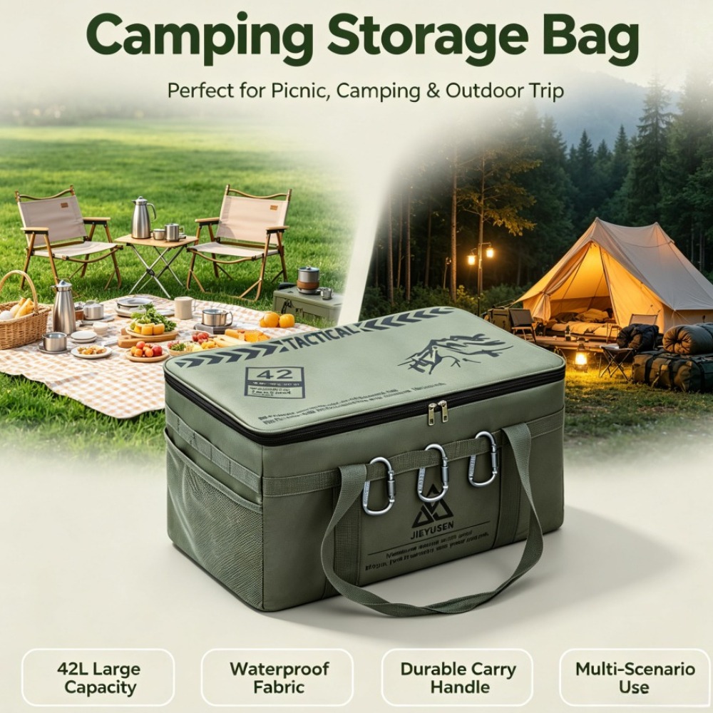 Outdoor Camping Folding Storage Box - 30/42L Foldable Portable Outdoor Picnic Tableware