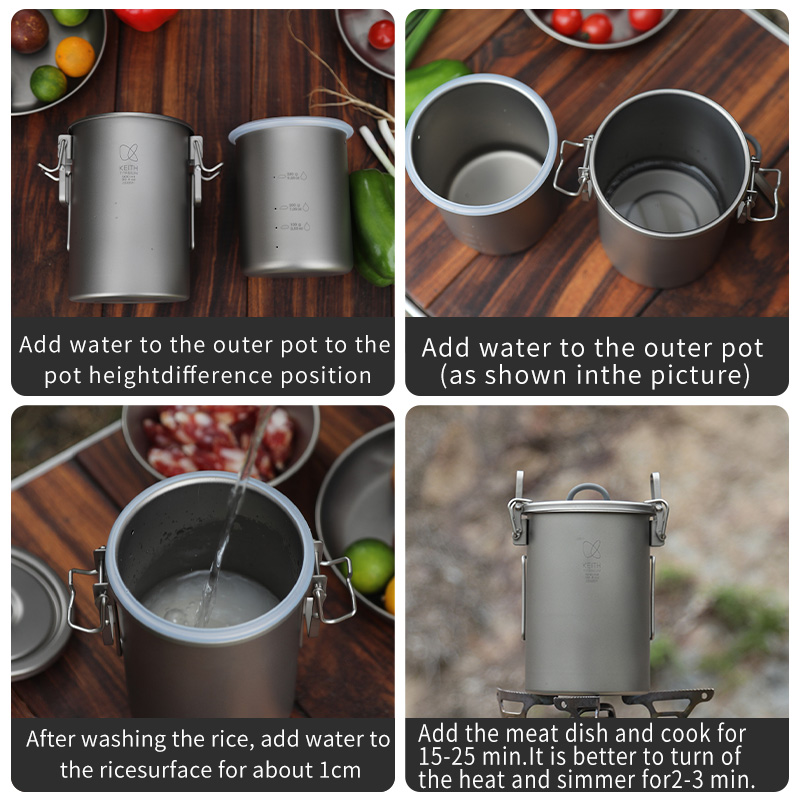 KEITH Pure Titanium Rice Cooke - đánh giá và giá Outdoor Camping Cooking Set