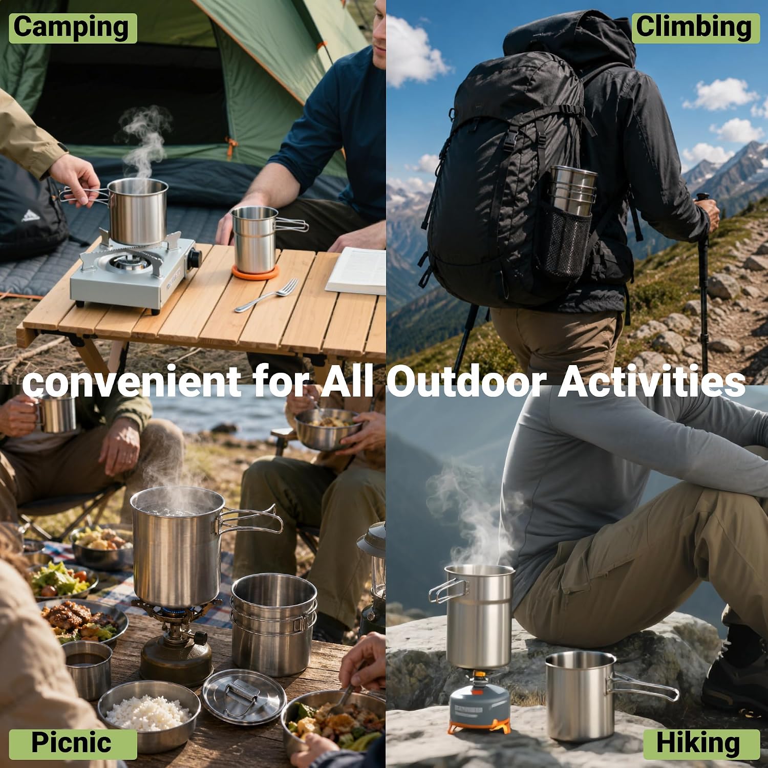 Foldable Camping Cups Mugs Cam - đánh giá và giá Outdoor Camping Cooking Set