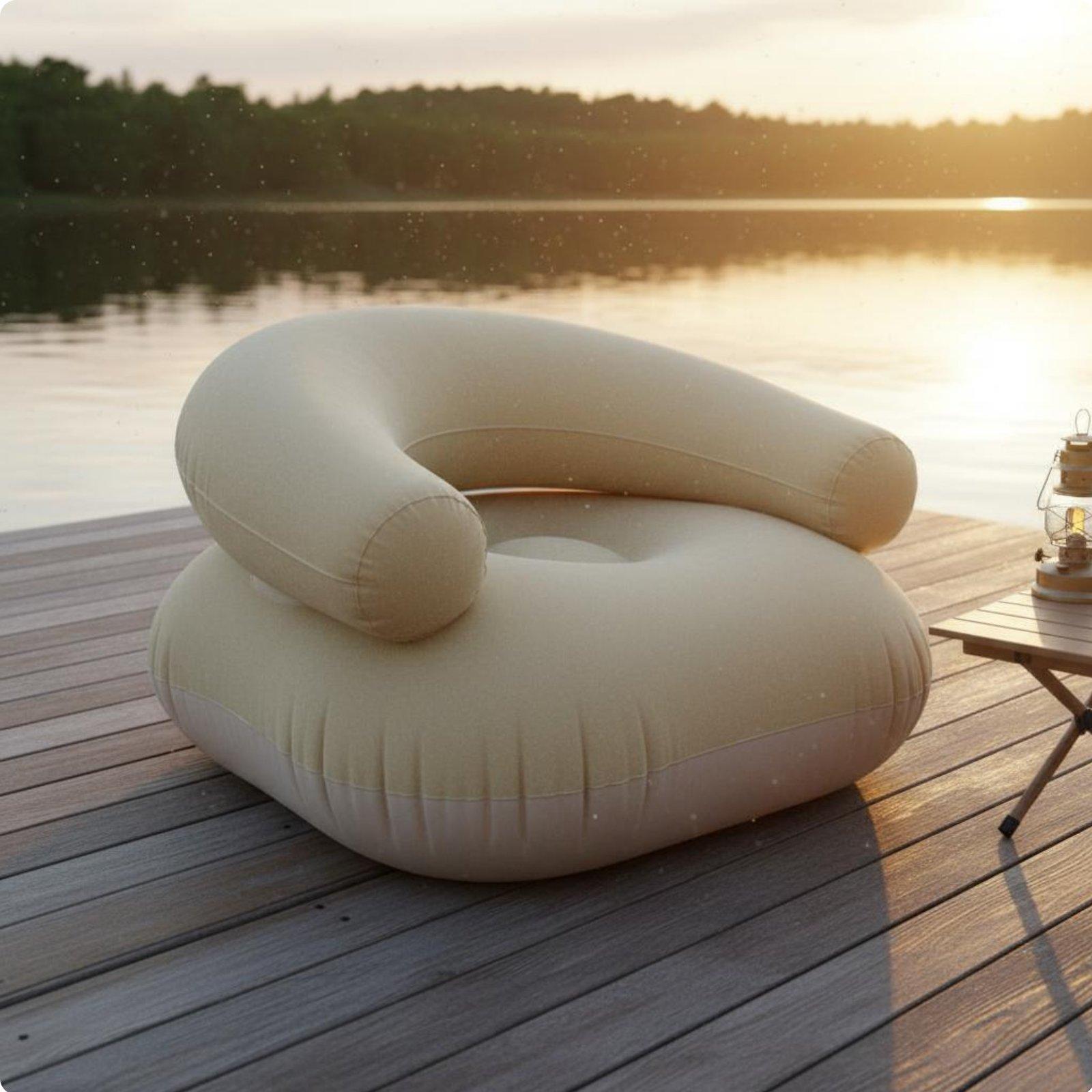 Flocked Inflatable Sofa PVC Fl - đánh giá và giá Outdoor Camping Couch