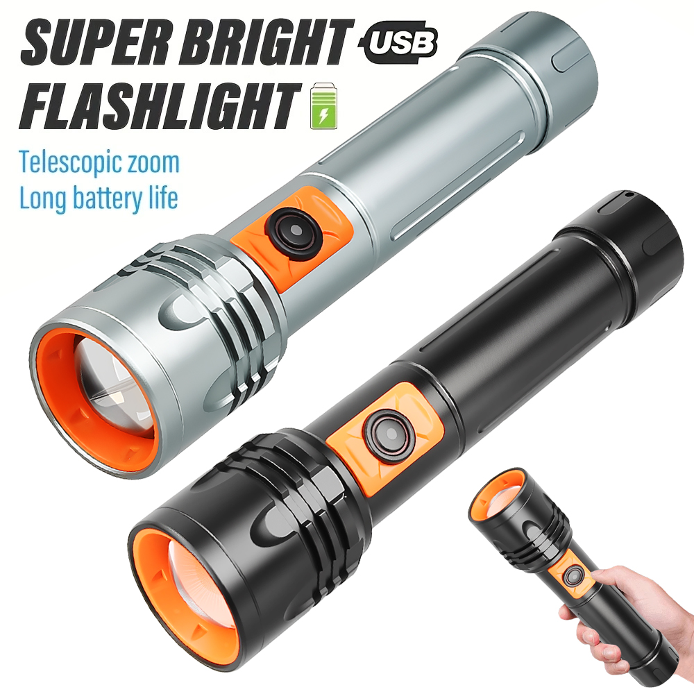 High Power LED Flashlight USB  - đánh giá và giá Outdoor Camping And Fishing