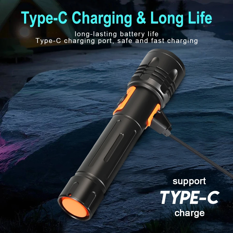 High Power LED Flashlight USB  - đánh giá và giá Outdoor Camping And Fishing