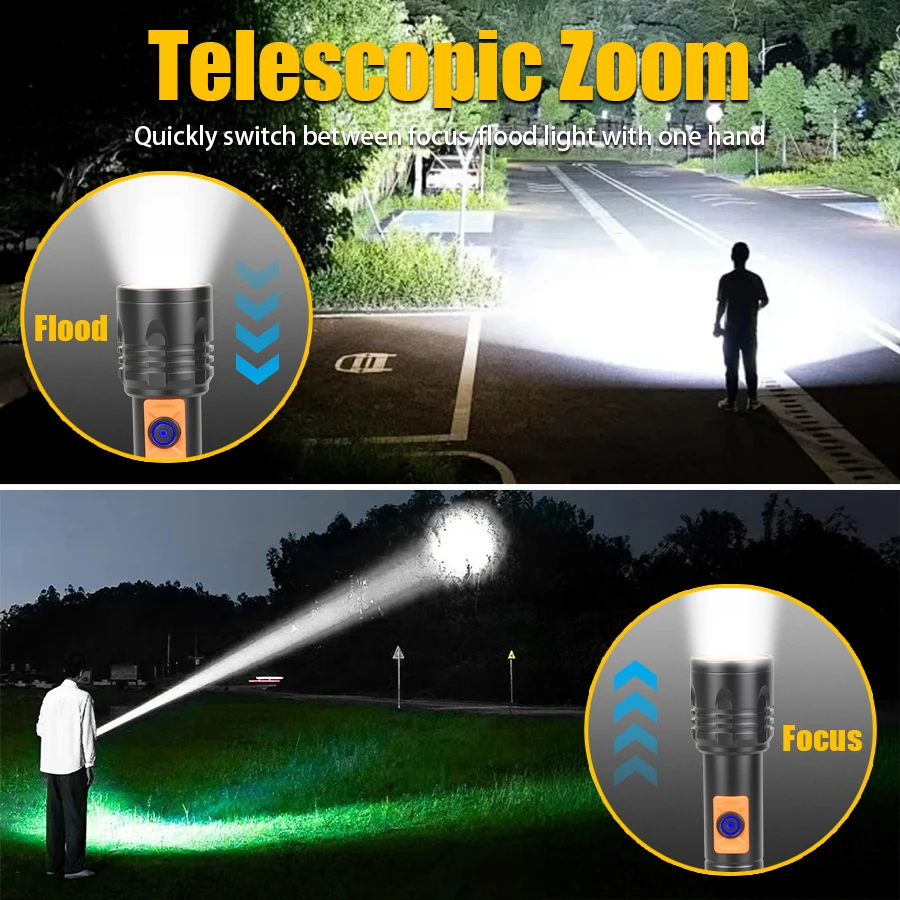 High Power LED Flashlight USB  - đánh giá và giá Outdoor Camping And Fishing