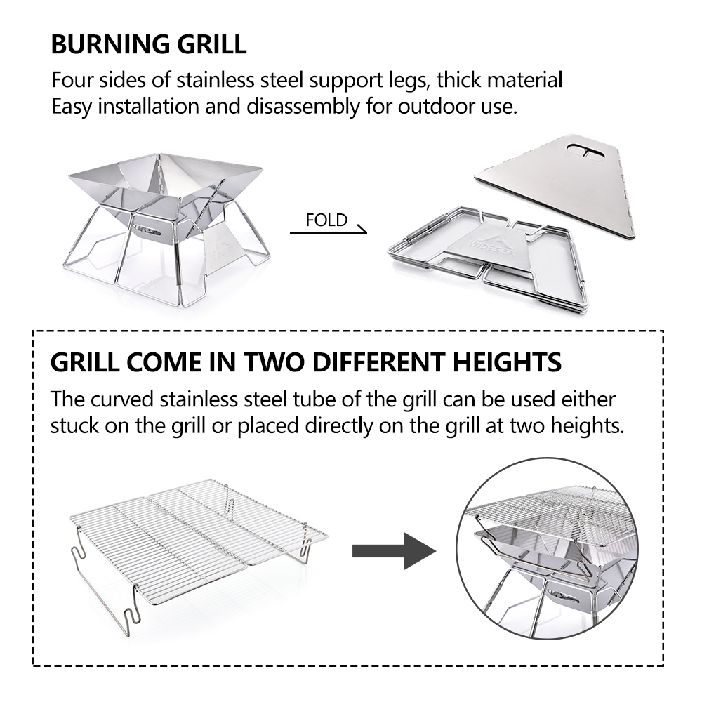Gấp Nướng Lửa Hố Ngoài Trời Bả - đánh giá và giá Outdoor Camping Cooking Set