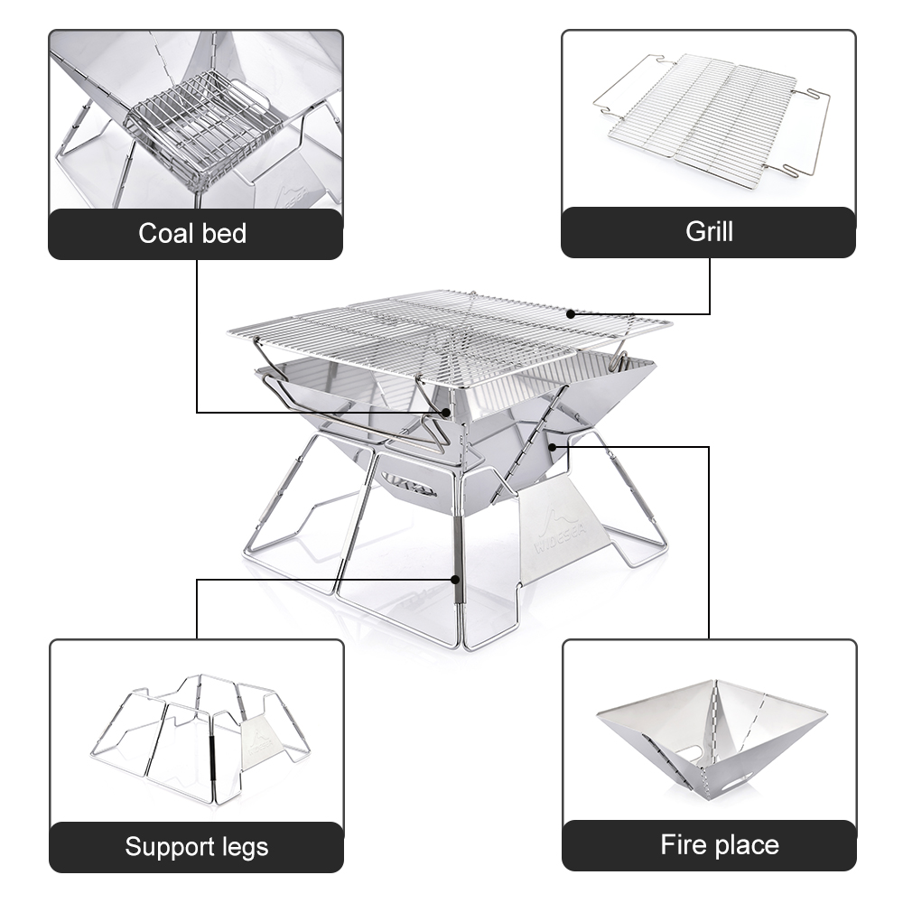 Gấp Nướng Lửa Hố Ngoài Trời Bả - đánh giá và giá Outdoor Camping Cooking Set