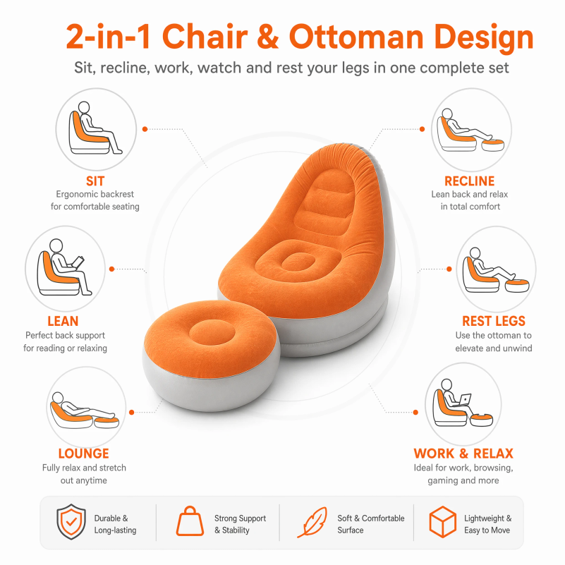 Flocking Inflatable Lazy Sofa  - đánh giá và giá Outdoor Camping Couch