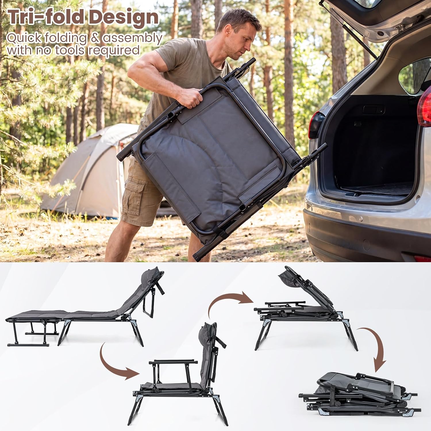 Folding Patio Lounge Chair Set - đánh giá và giá Outdoor Camping Lounge Chairs