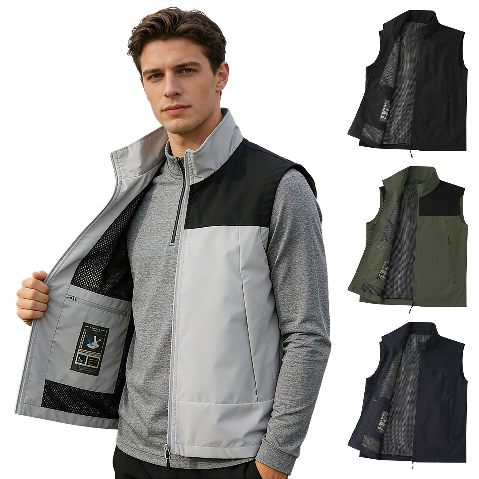 #M-5XL Men Golf Vest Stand Col - đánh giá và giá Outdoor Camping In Winter