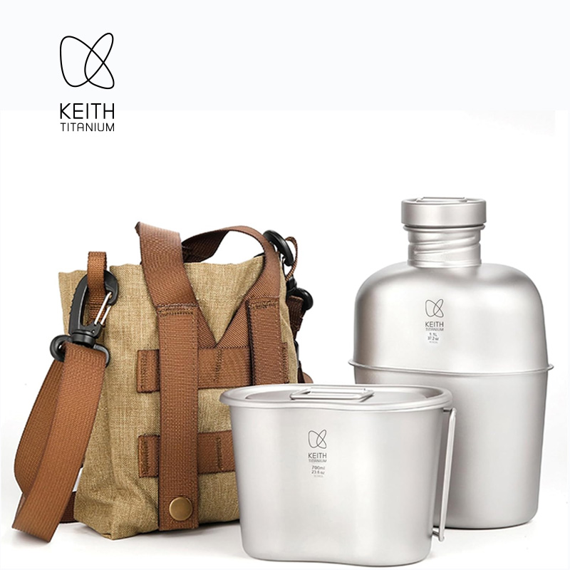 KEITH  Pure Titanium Canteen M - đánh giá và giá Outdoor Camping Cooking Set
